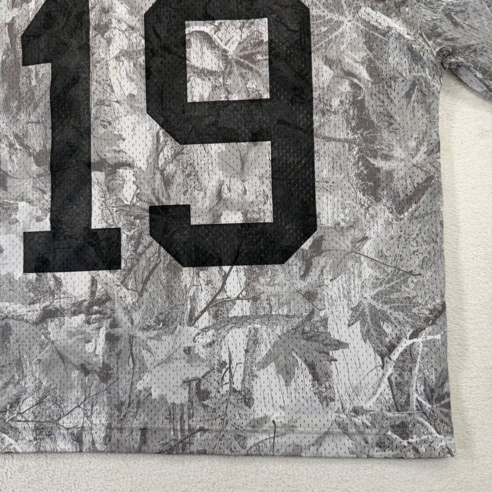 Hollister Mens Grey Camo Mesh Jersey T-Shirt Baggy Fit Graphic 19 V-Neck M - Picture 6 of 14